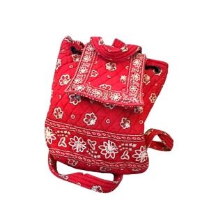 Vera Bradley Red Bandana Floral Quilted Mini Backpack Drawstring Bag
2001